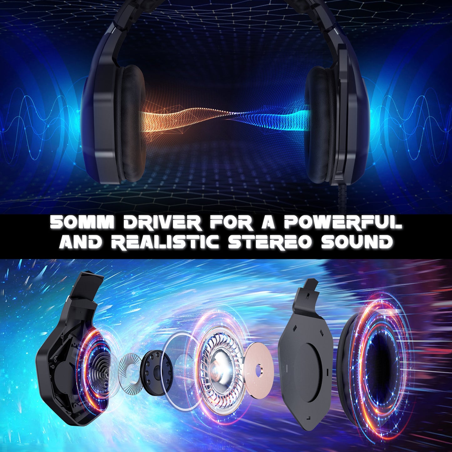 ONIKUMA K10 PRO Gaming Headset Stereo Gaming Headphones For PS4 PS5   One With Mic Led Light